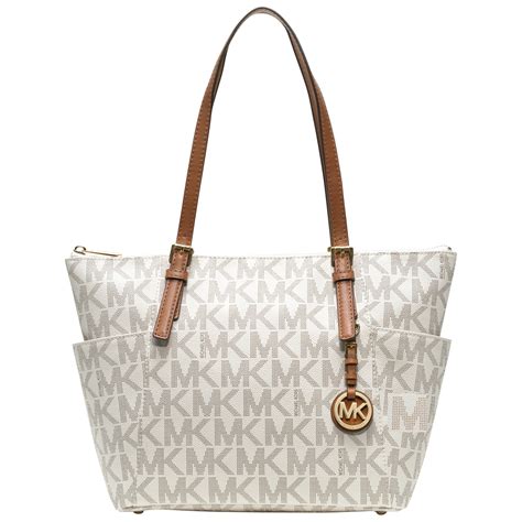 michael kors white leather handbag|michael kors black tote bag.